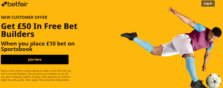 Betfair welcome bonus landing page