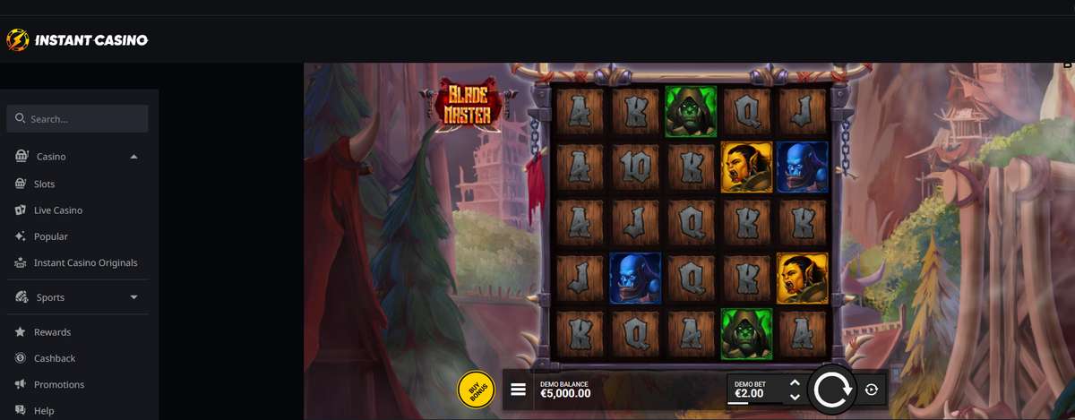 An image from our Blademaster slot review taken at Instant Casino