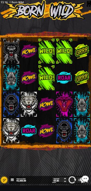 A mobile image of the Born Wild casino slot game