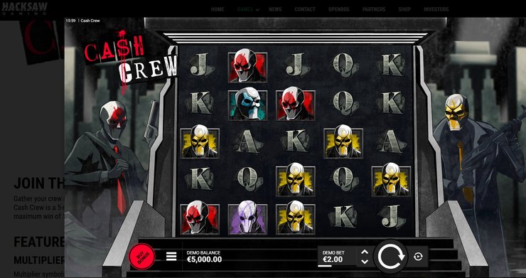 A look at the main symbols, reels, and rows on Cash Crew