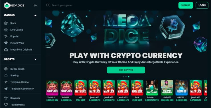mega dice crypto casino