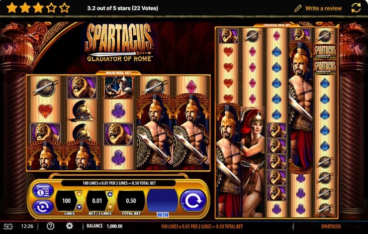spartacus gladiator of rome slot review gameplay