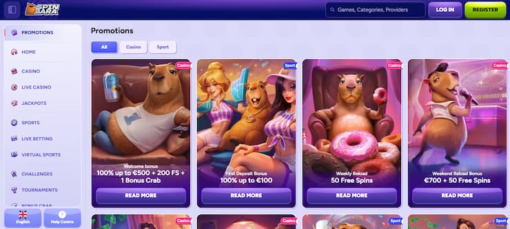 Spinbara Casino bonuses - best online casino in Canada