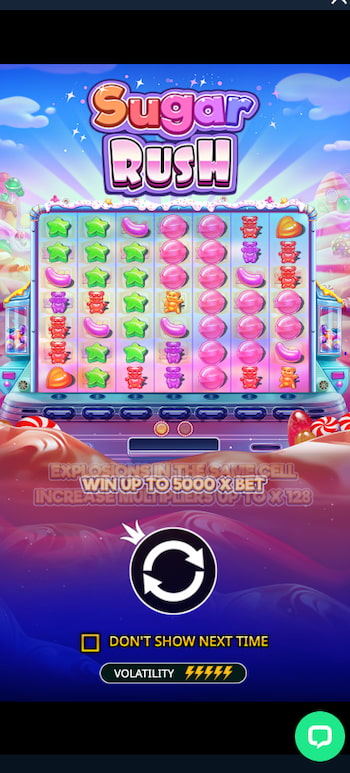 sugar rush slot review - main page image