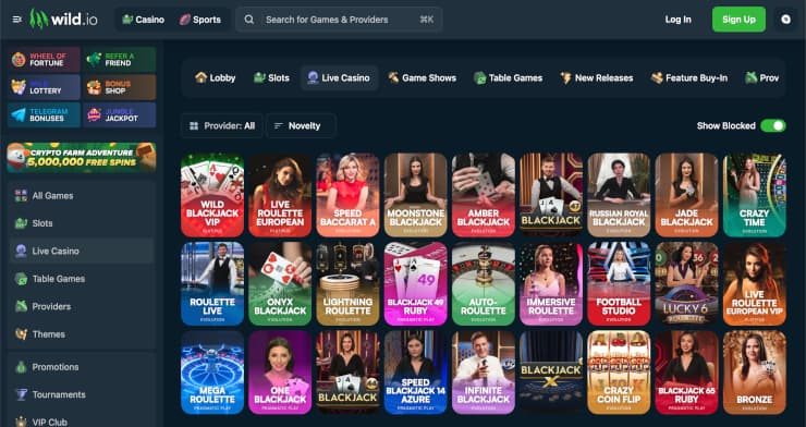 wild io live dealer blackjack