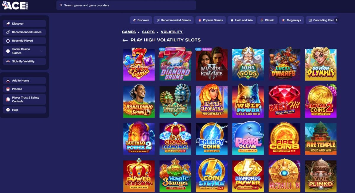 High Volatility Slots at ACE.com