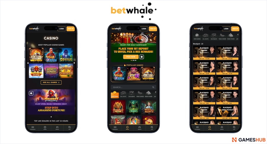 betwhale mobile LA casino screenshots