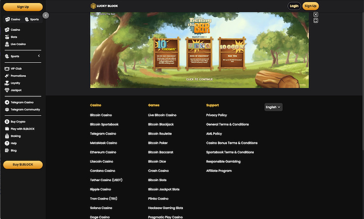 A Lucky Block screenshot from our Benny The Beer slot review
