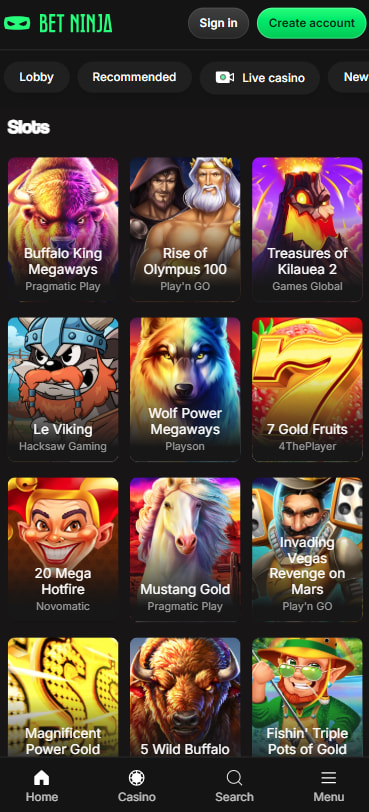 Screenshot of telegram casino BetNinja