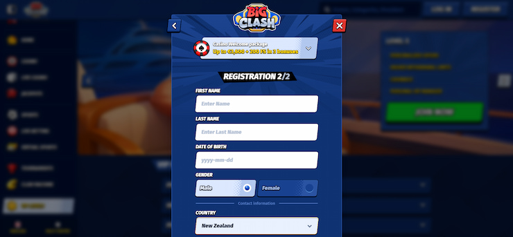 Big Clash Sign Up Process
