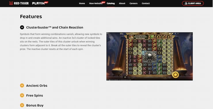 Cluster buster is an award winning Red Tiger game feature.