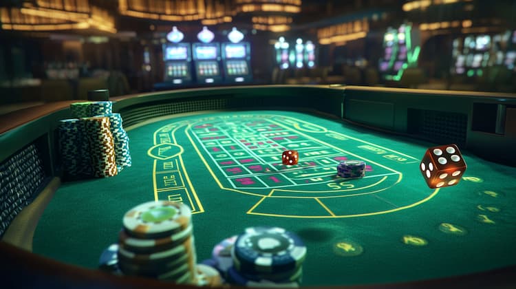 Picture of a free online craps table with dice