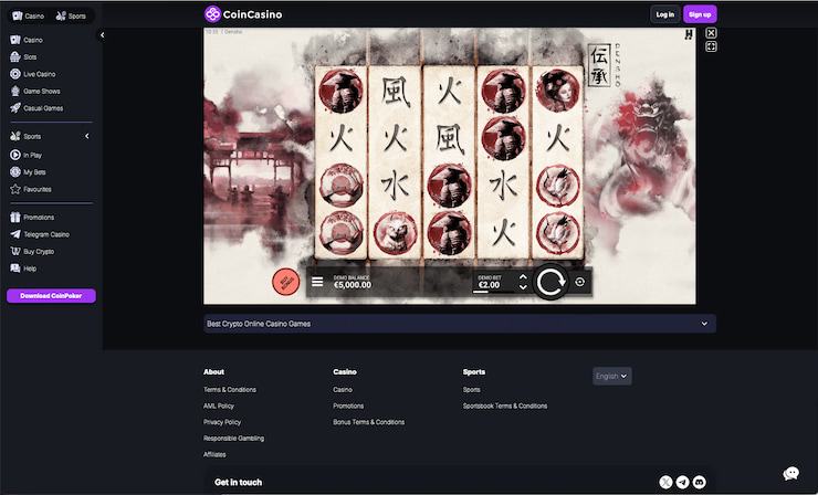 Checking out CoinCasino during our Densho slot review