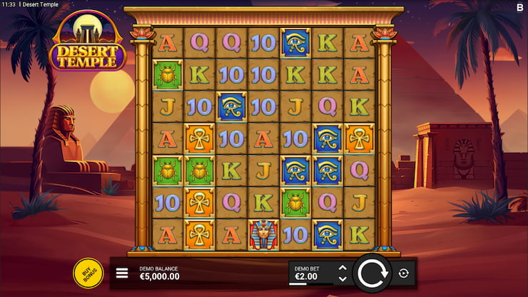 A screenshot from our Desert Temple slot review