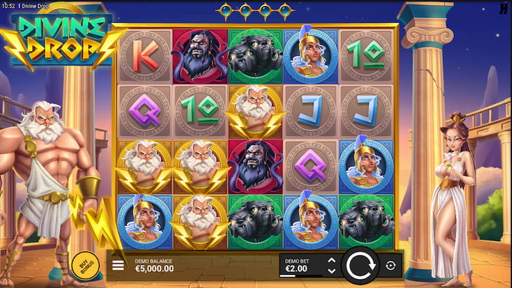 A screenshot from our Divine Drop slot review