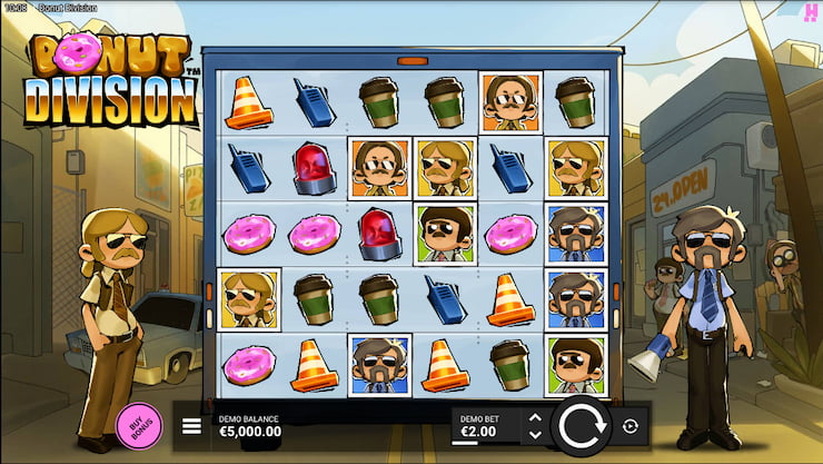 A snapshot from our Donut Division slot review