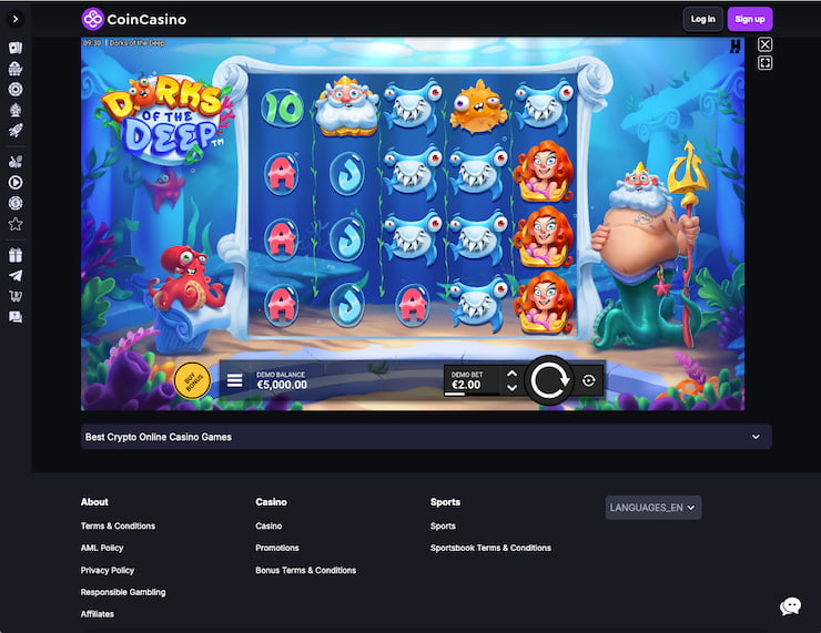 Playing at CoinCasino during this Dorks of the Deep slot review