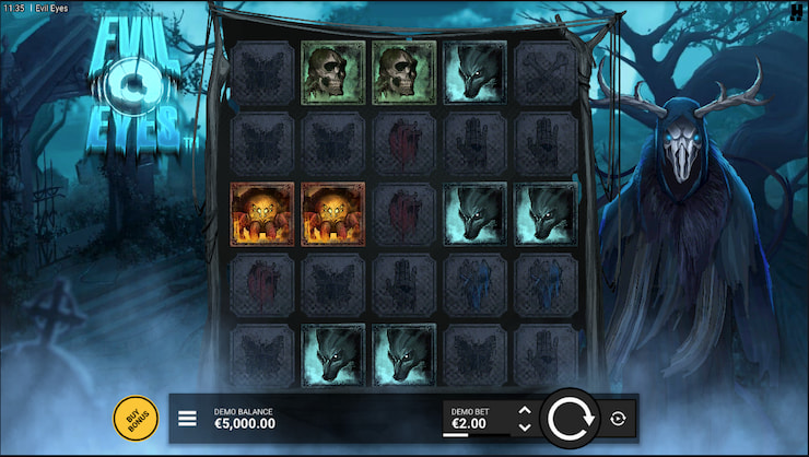 A screenshot from our Evil Eyes slot review
