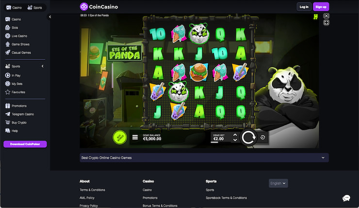 Checking out the Eye of the Panda slot at CoinCasino