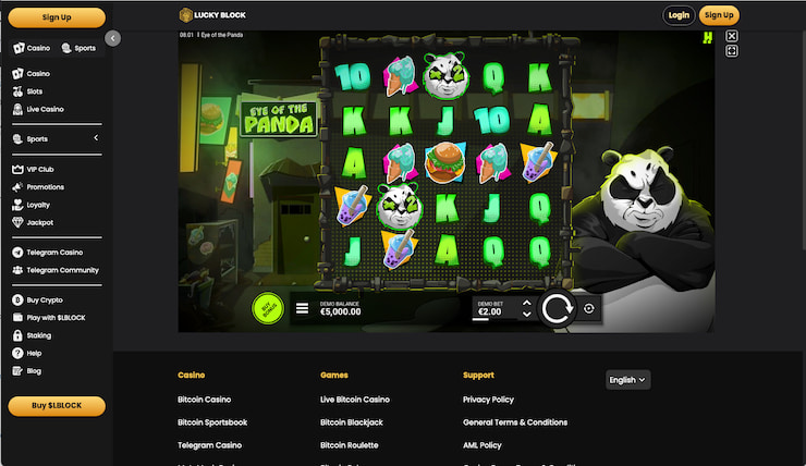 Lucky Block's top-spec Eye of the Panda casino