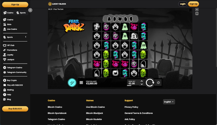 Lucky Block's top-spec Fear The Dark casino