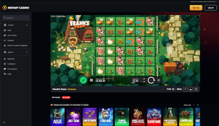 A Frank's Farm slot screenshot from Instant Casino