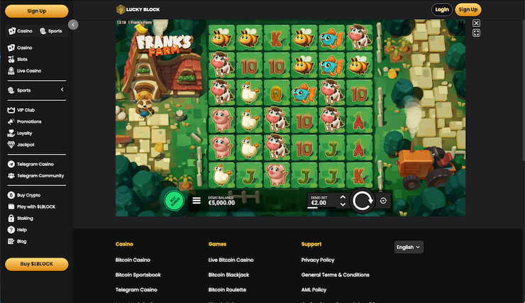Lucky Block's Frank's Farm casino