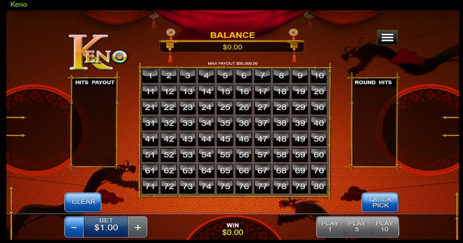 Keno RTG casino game