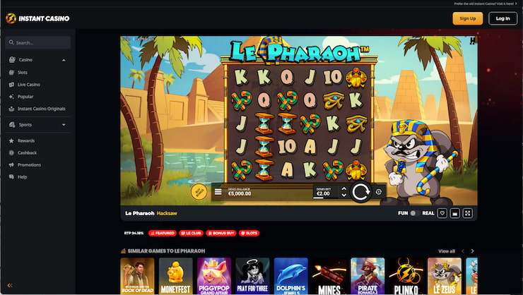 Playing the Le Pharaoh slot at Instant Casino