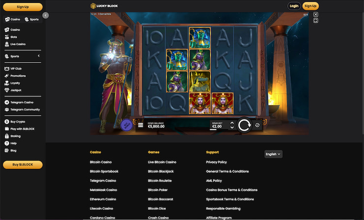 Lucky Block's Eternal Nile casino