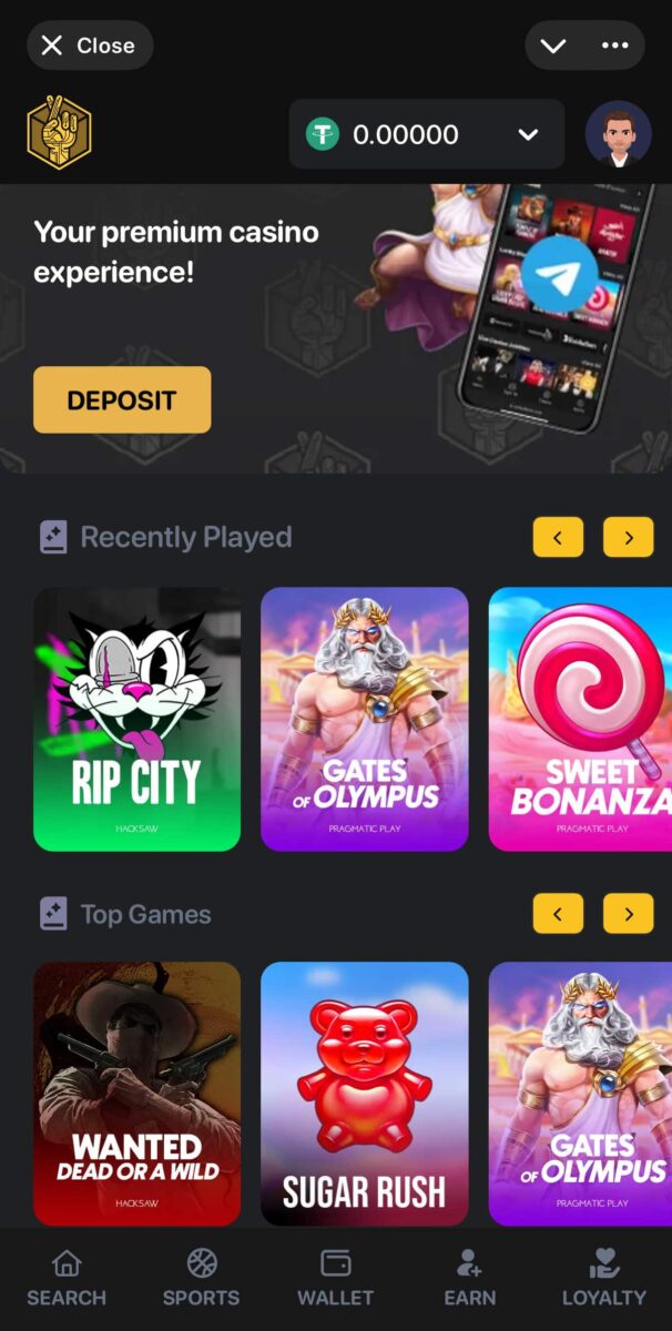 Lucky Block Telegram Casino Lobby