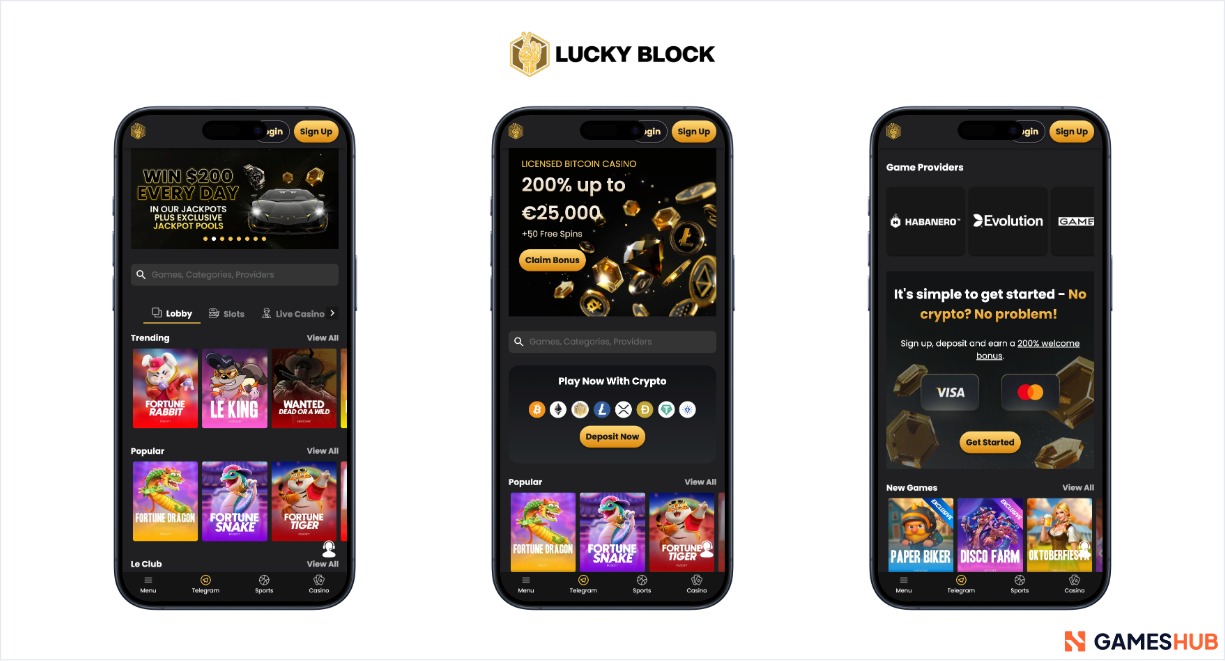 a snapshot of the promotions and available slots at lucky block hong kong online casino