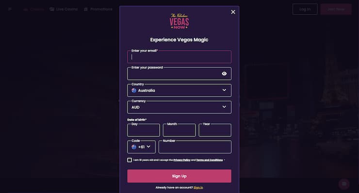 Online Casinos in New South Wales VegasNow Registration (1)