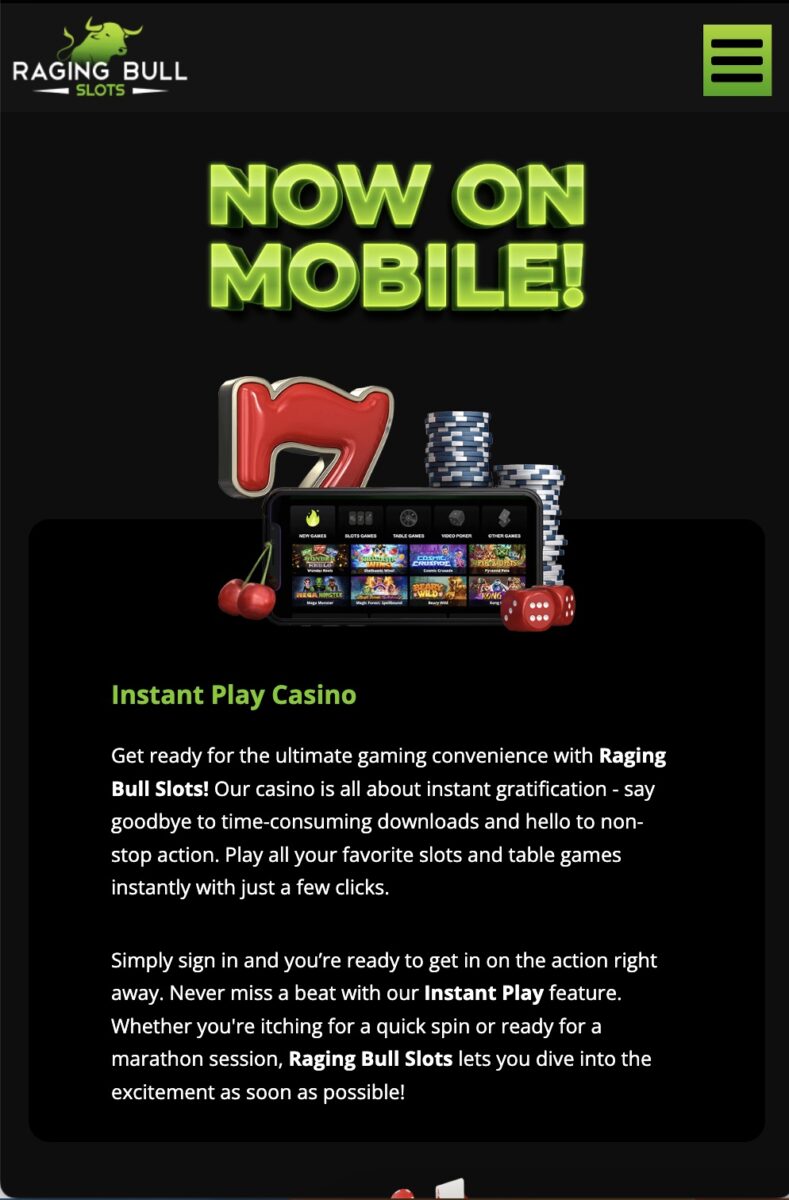 Raging Bull Casino App Screenshot