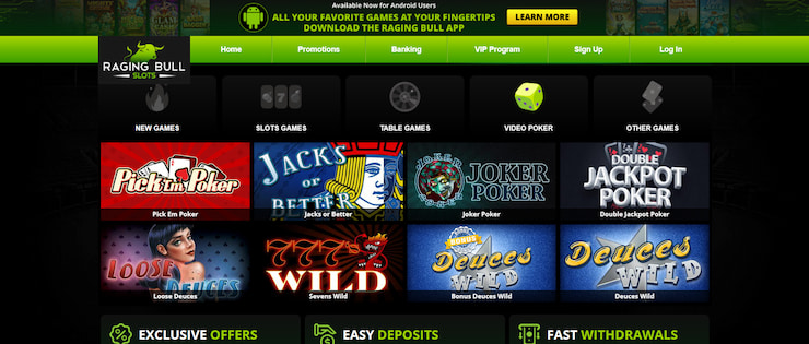 Raging Bull video poker