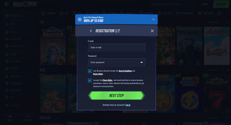 Vegas Hero Casino Registration