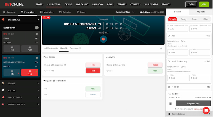 BetOnline live betting