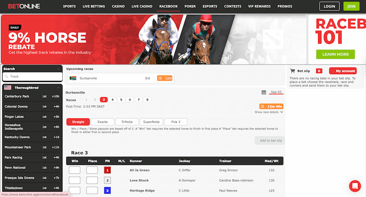 BetOnline racebook