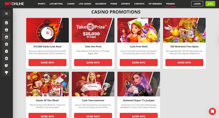 BetOnline promo code for casino promotions