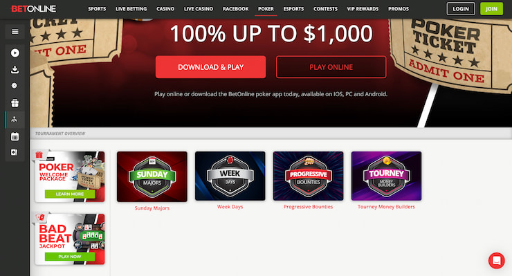 BetOnline Poker Section 