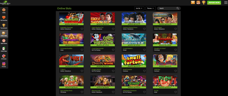 A view of the online slots at Raging Bull Slots