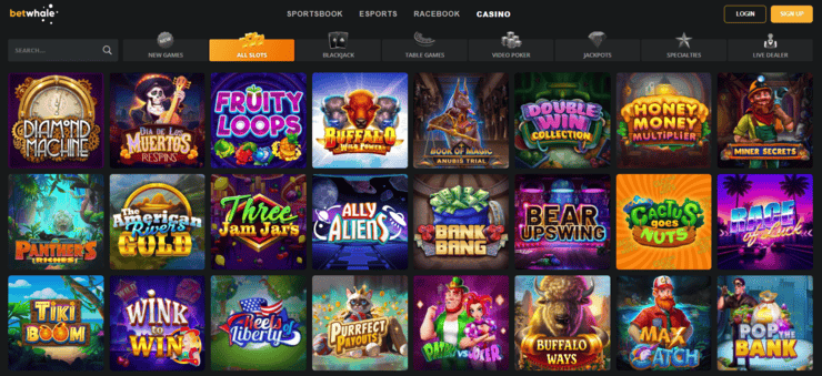 A preview of the slots at BetWhale - one of the best Louisiana online casinos