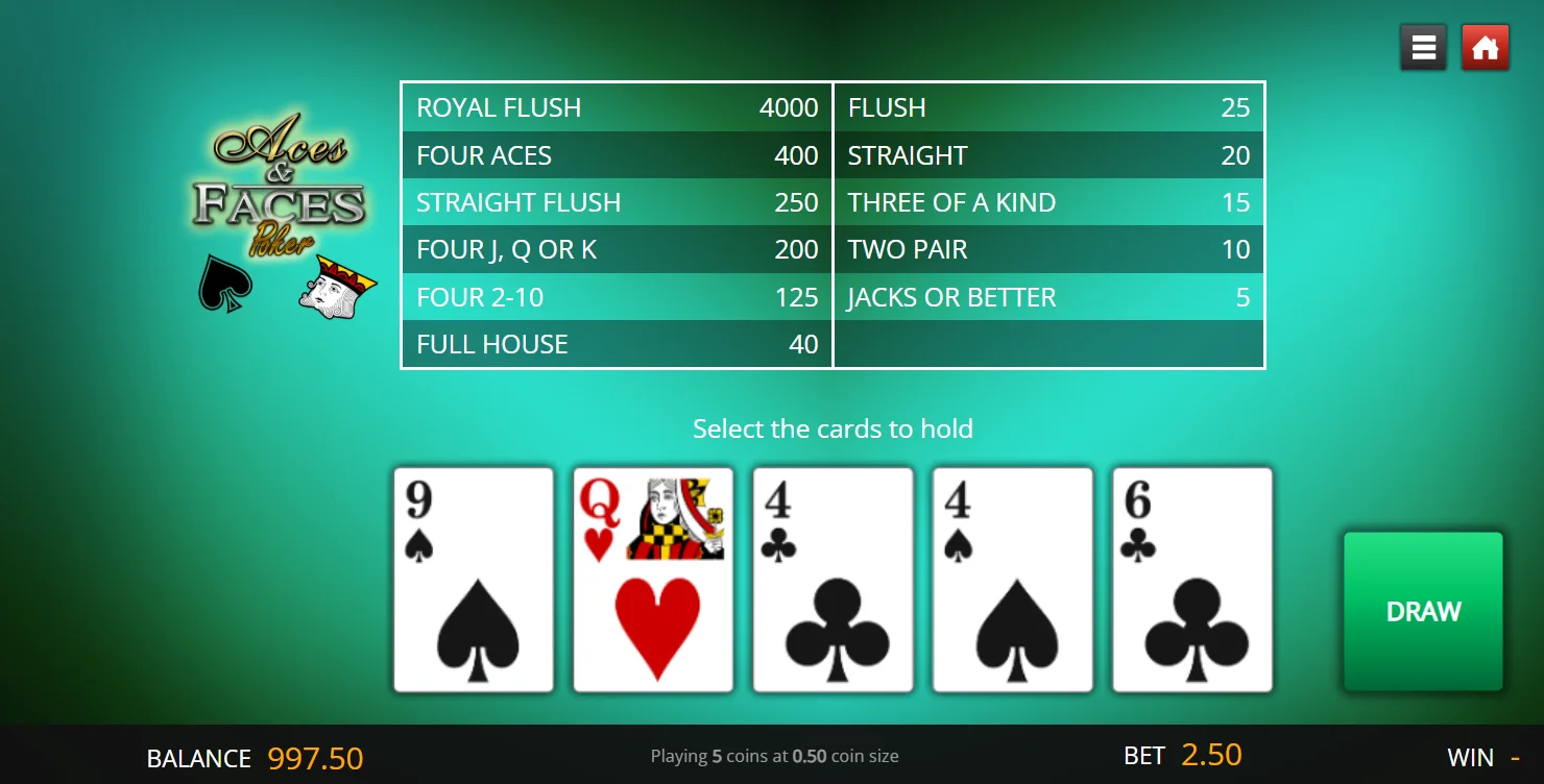 A snapshot of the Aces & Faces Poker game at BetWhale