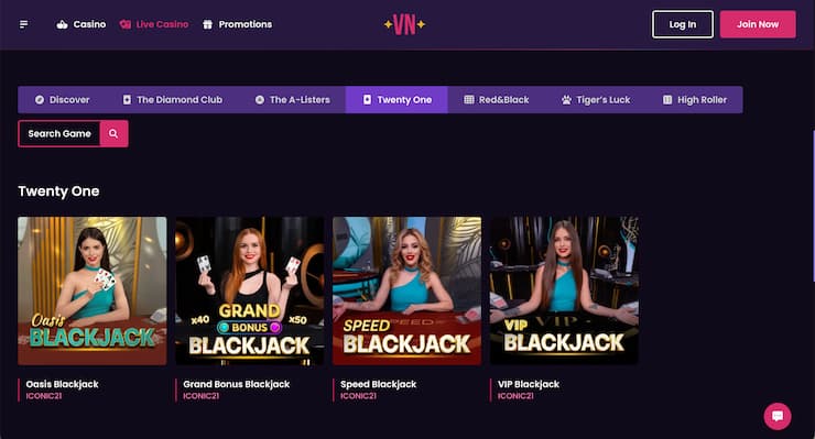 VegasNow online blackjack Australia
