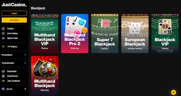 Just Casino online blackjack Australia