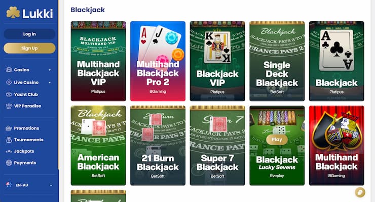 Lukki online blackjack Australia