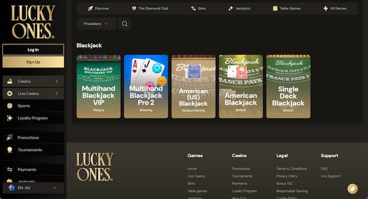 LuckyOnes online blackjack australia