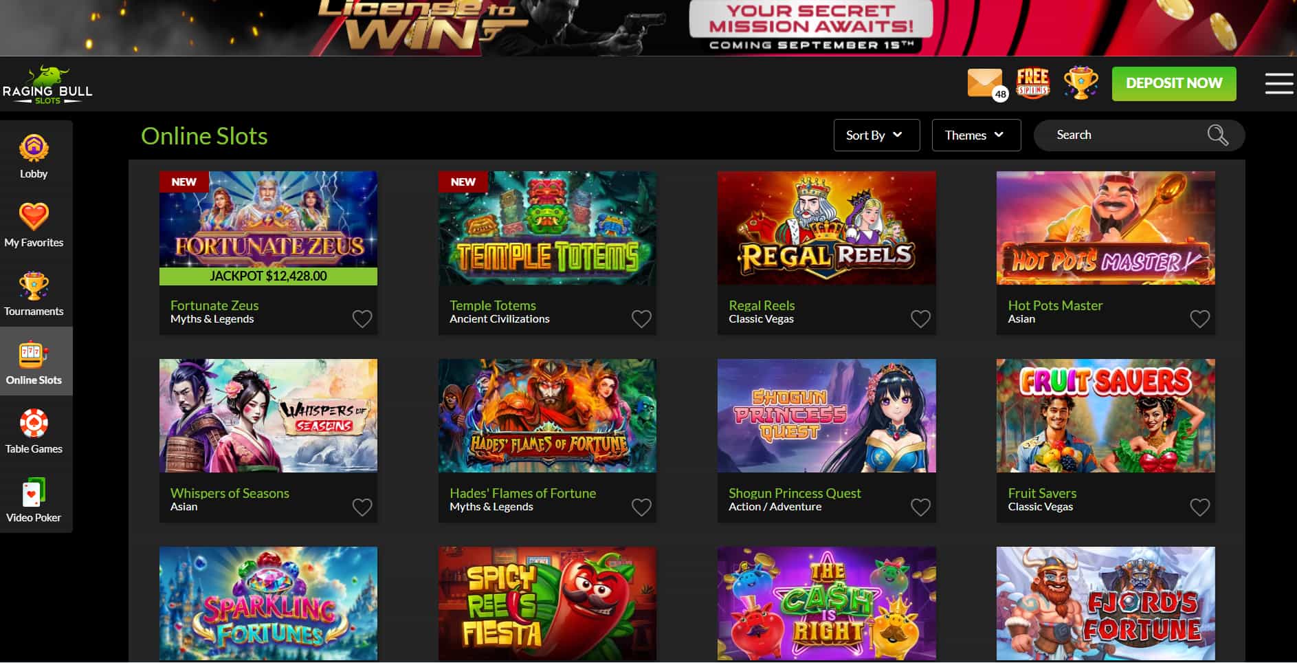 A view of the RTG slots at Raging Bull