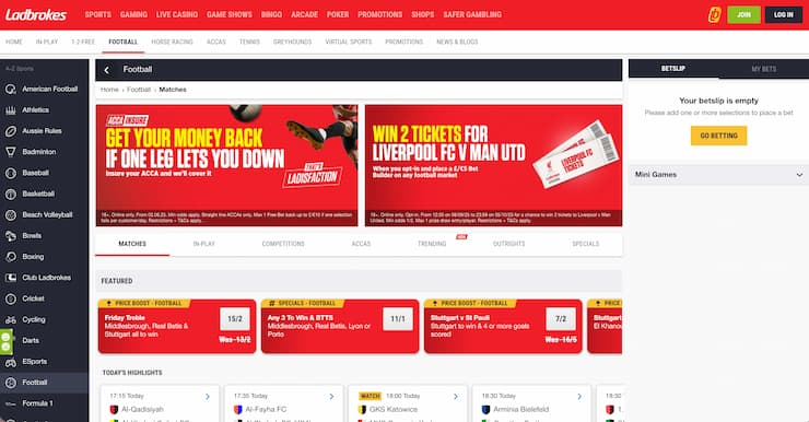 Ladbrokes football betting site