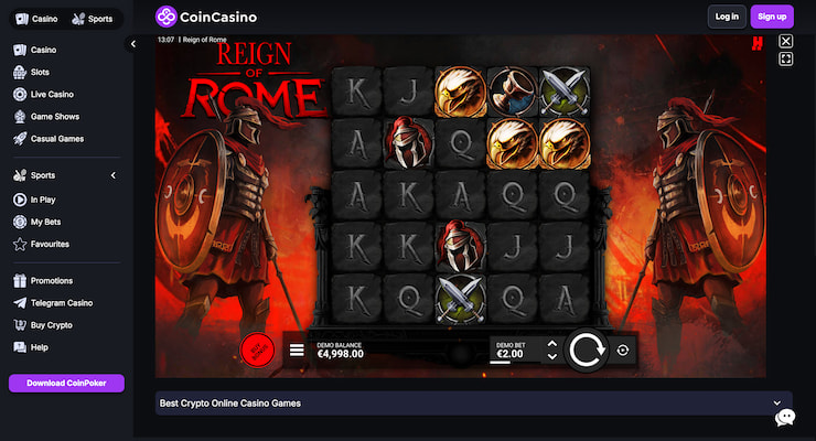 An image of CoinCasino from our Reign of Rome slot review